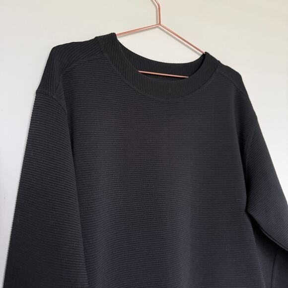 Zella Womens Sweatshirt Medium Black Ribbed Boxy Layering Minimalist Athleisure - Picture 2 of 4